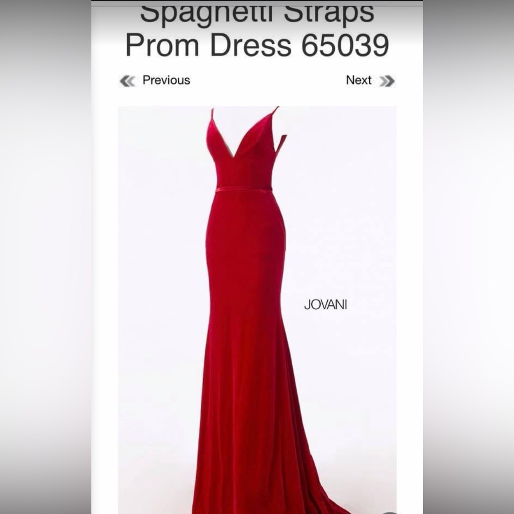 Brand New, Never Worn Jovani Gown.Red, Velvet Stretch Material. Size 4.